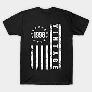 28 Years Old Gifts Vintage 1996 American Flag 28th Birthday T-Shirt